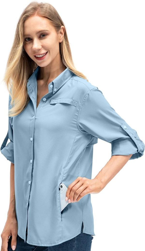 Women's Quick Dry Sun UV Protection Convertible Long Sleeve Shirts for Hiking Camping Fishing Sailing
