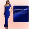 71E6QeyojEL._AC_SL1500 Women's Summer Casual Bodycon Maxi Dress Square Neck Short Sleeve Ribbed Dresses Cocktail Long Dress