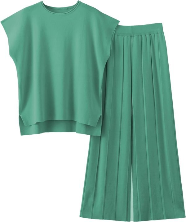 71FmrAzRXWL._AC_SL1500 2 Piece Outfits for Women Sweater Sets Knit Vest Tops Elastic Waisted Pants