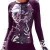 71GScttyOML._AC_SL1500 Women Two Piece Rash Guard Long Sleeve Half-Zipper UPF 50 Athletic Surfing Swimsuit