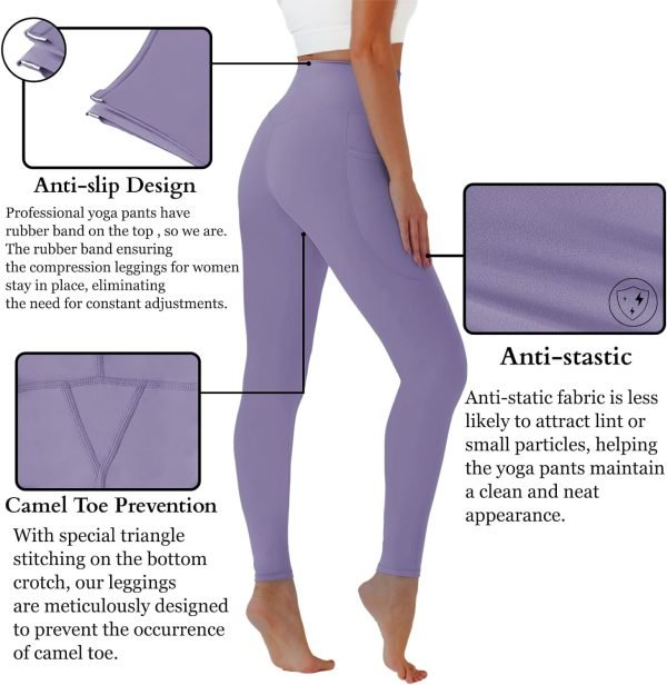 71HJxJb2NLL._AC_SL1500 High Waisted Yoga Pants with Pockets, Tummy Control Workout Athletic Yoga Leggings for Women