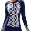 71HPYQVOlkL._AC_SL1500 Women Two Piece Rash Guard Long Sleeve Half-Zipper UPF 50 Athletic Surfing Swimsuit
