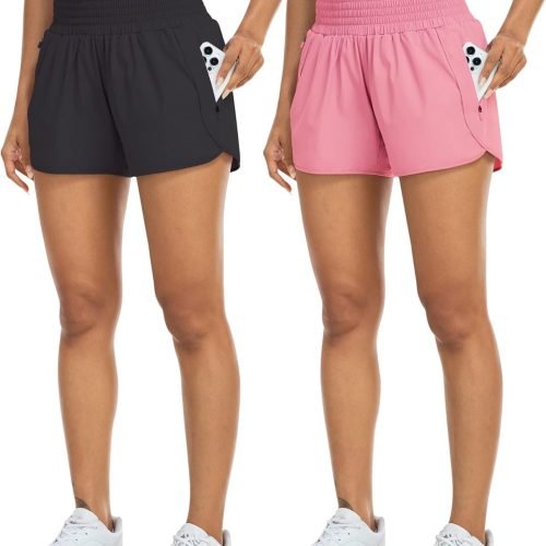 71HUte5oq5L._AC_SL1500 Athletic Shorts for Women with Pockets High Waist Running Workout Shorts Gym Yoga White Summer Shorts