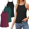 High Neck Tank Top for Women Camisole Trendy Sleeveless Shirts Loose Fit Cami Tanks 3 Pack