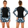 71JAblo5QFL._AC_SL1500 Women's Long Sleeves Rash Guard Athletic Swim Aztec Tankini Sets Swimsuit