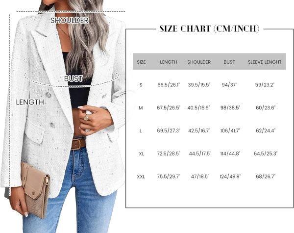 71K1_dUtQhL._AC_SL1500 Womens Casual Blazer 2024 Spring Open Front Business Work Tweed Plaid Jacket Suit Pocket (S-XXL)