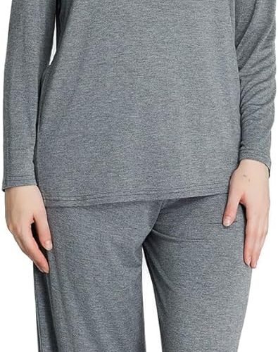 71L6KlPjhoL._AC_SL1500 Loungewear Set pajamas Womens sleepwear Bamboo Viscose Long Sleeve t shirt Long Pants Super Soft Novelty Pjs Set