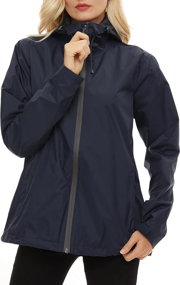 71LuEYgwqHL._AC_SL1500 Women's Rain Jacket Lightweight Waterproof Rain Coat with Hooded Windproof Adjustable Windbreaker