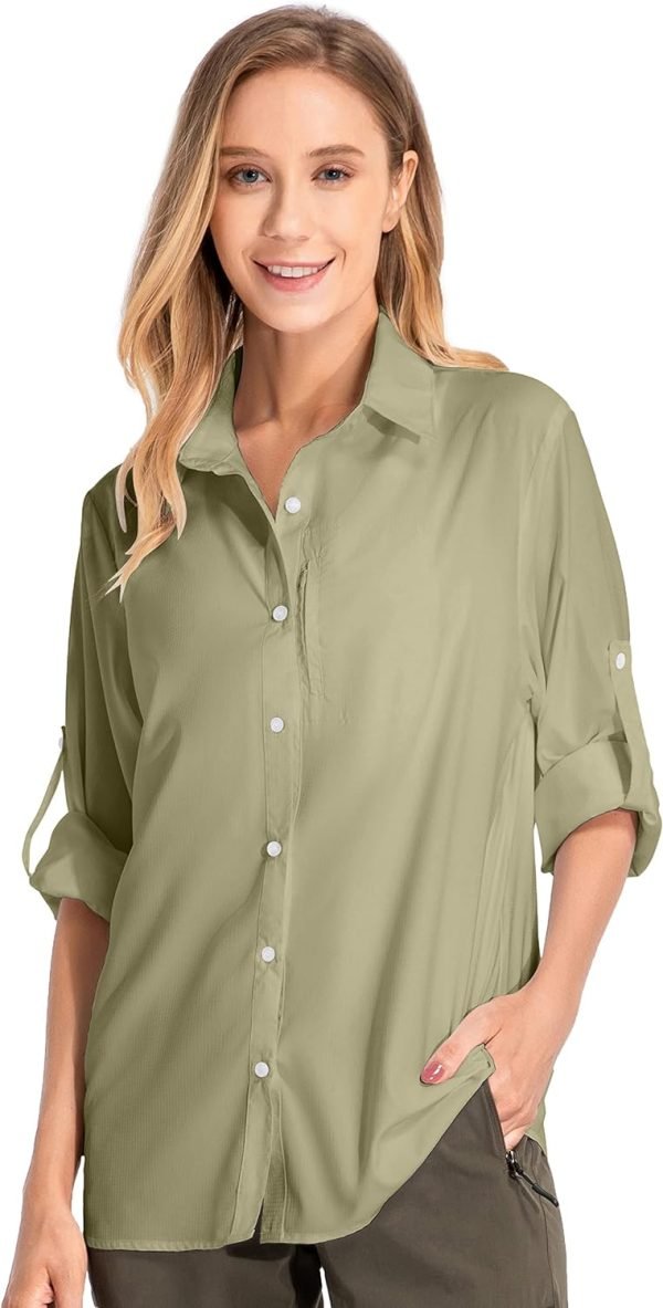 71MzVS4GSvL._AC_SL1500 Women's UPF 50 Long Sleeve Sun Protection Shirts Quick Dry Outdoor Fishing Hiking Travel Shirt