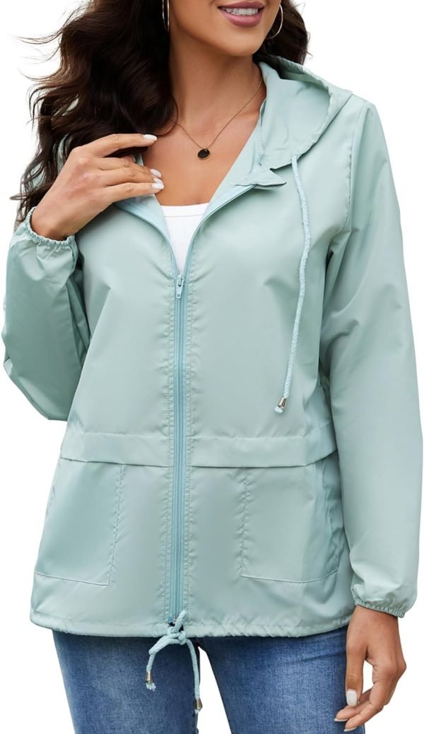 Women's Raincoats Windbreaker Rain Jacket Waterproof Lightweight Outdoor Hooded Trench Coats S-XXL