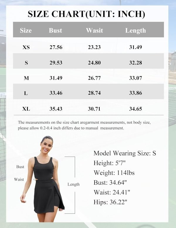 Womens Tennis Dress with Built in Shorts and Bra Athletic Workout Exercise Golf Dress Backless Cut-Out Active Dress
