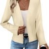 71OHRyzuwKL._AC_SL1500 2024 Summer Cropped Collarless Blazer Lightweight Fully Lined Open Front Elegant Petite Work Office Jackets