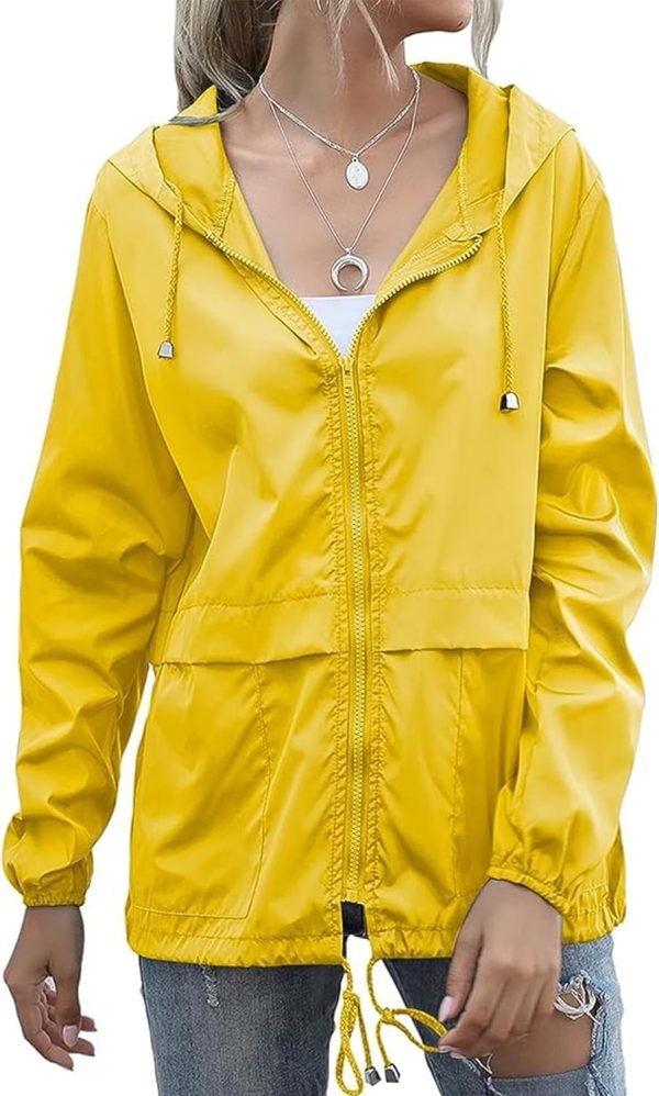 Women's Waterproof Raincoat Lightweight Rain Jacket Hooded Windbreaker with Pockets for Outdoor