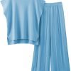 71QSMXOA6WL._AC_SL1500 2 Piece Outfits for Women Sweater Sets Knit Vest Tops Elastic Waisted Pants