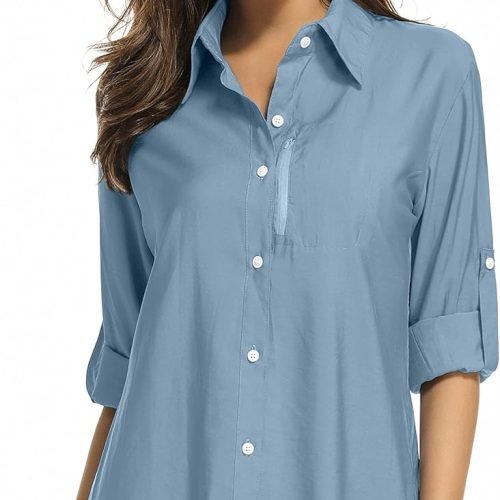 71RIXaKZqOL._AC_SL1500 Women's UPF 50 Long Sleeve Sun Protection Shirts Quick Dry Outdoor Fishing Hiking Travel Shirt