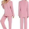 71SATKhDLxL._AC_SL1500 Pajamas Set Long Sleeve Womens Button Down Sleepwear Two Piece Nightwear Soft Pj Lounge Sets S-XXL