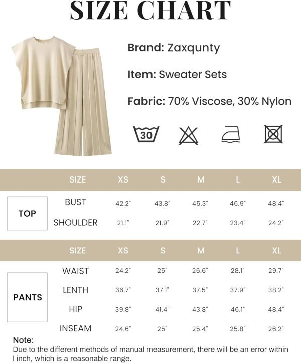 71SLD5OJhXL._AC_SL1500 2 Piece Outfits for Women Sweater Sets Knit Vest Tops Elastic Waisted Pants