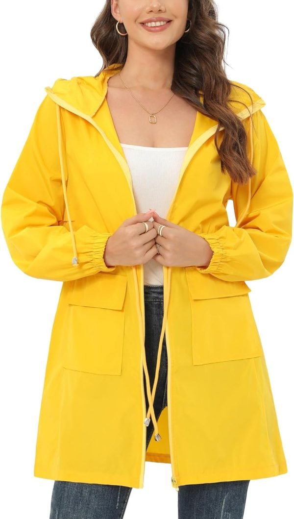 71SyhwmknBL._AC_SL1500 Rain Jacket for Women Waterproof with Hood Active Outdoor Long Rain Coats Packable Raincoat Lightweight Windbreaker