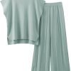 71UtLDaVgzL._AC_SL1500 2 Piece Outfits for Women Sweater Sets Knit Vest Tops Elastic Waisted Pants