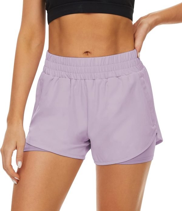 71W5LU6SV-L._AC_SL1500 2 Pack Athletic Shorts for Women, Quick Dry Running Shorts with Pockets High Waisted Workout Gym Sports Shorts