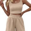 71WvMqVOXRL._AC_SL1500 Trendy Queen Two Piece Summer Outfits Women Shorts Sets 2 Piece Sleeveless Matching Lounge Crop Top and High Waisted Shorts