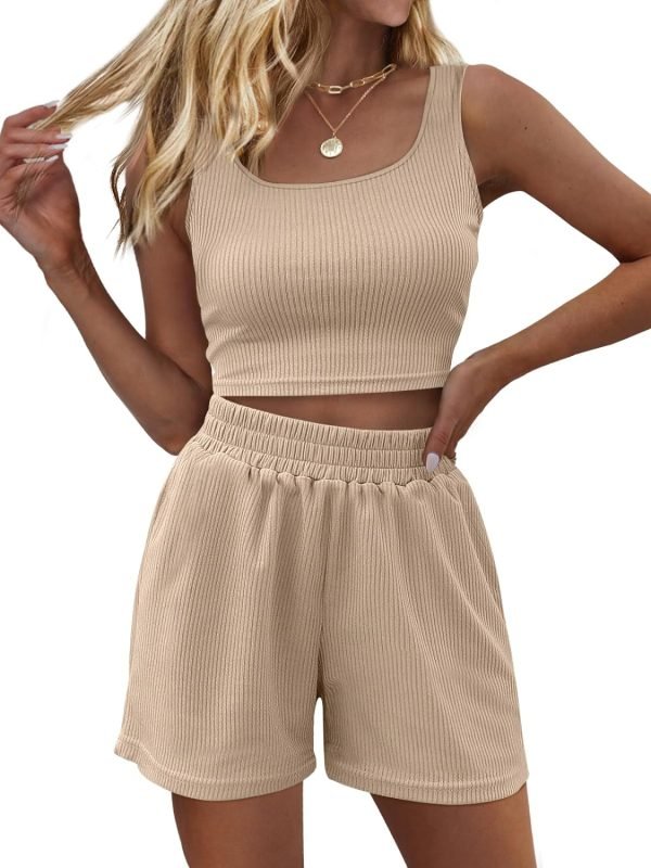 71WvMqVOXRL._AC_SL1500 Trendy Queen Two Piece Summer Outfits Women Shorts Sets 2 Piece Sleeveless Matching Lounge Crop Top and High Waisted Shorts