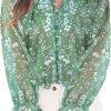 71X6774Va3L._AC_SL1500 Womens Casual Boho Floral Print V Neck Long Sleeve Blouses Button Down Shirts Dressy Chiffon Loose Ruffle Tops