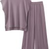 71X6GCMuT1L._AC_SL1500 2 Piece Outfits for Women Sweater Sets Knit Vest Tops Elastic Waisted Pants