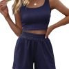 71XFg8u39GL._AC_SL1500 Trendy Queen Two Piece Summer Outfits Women Shorts Sets 2 Piece Sleeveless Matching Lounge Crop Top and High Waisted Shorts