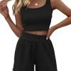 71XjjfTRr3L._AC_SL1500 Trendy Queen Two Piece Summer Outfits Women Shorts Sets 2 Piece Sleeveless Matching Lounge Crop Top and High Waisted Shorts