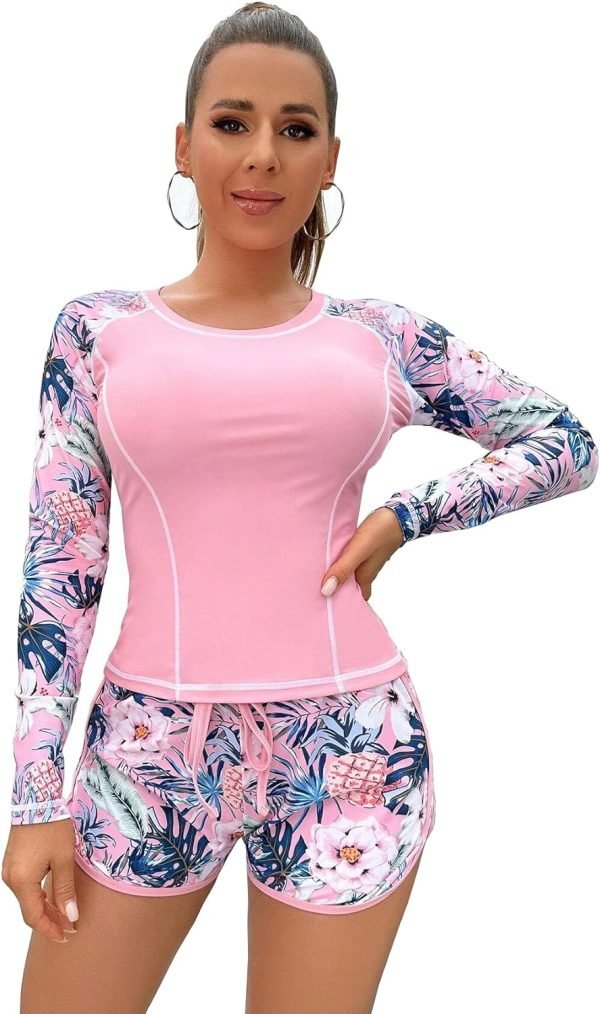 71YhQbBxGaL._AC_SL1500 Women's Long Sleeves Rash Guard Athletic Swim Aztec Tankini Sets Swimsuit