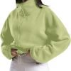 71Yweq2kxUL._AC_SL1500 Women's Full Zip Fleece Short Jacket Oversized Athletic Running Long Sleeve Stand Collar Crop Warm Sherpa Coat
