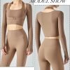 Women's Stretch Cutout Yoga Sports Jacket Long Sleeve Crop Top T Shirts with Thumb Holes