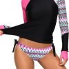 71ZZ9RSh3jL._AC_SL1500 Women's Long Sleeves Rash Guard Athletic Swim Aztec Tankini Sets Swimsuit