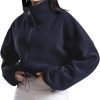 71_sLzgimUL._AC_SL1500 Women's Full Zip Fleece Short Jacket Oversized Athletic Running Long Sleeve Stand Collar Crop Warm Sherpa Coat