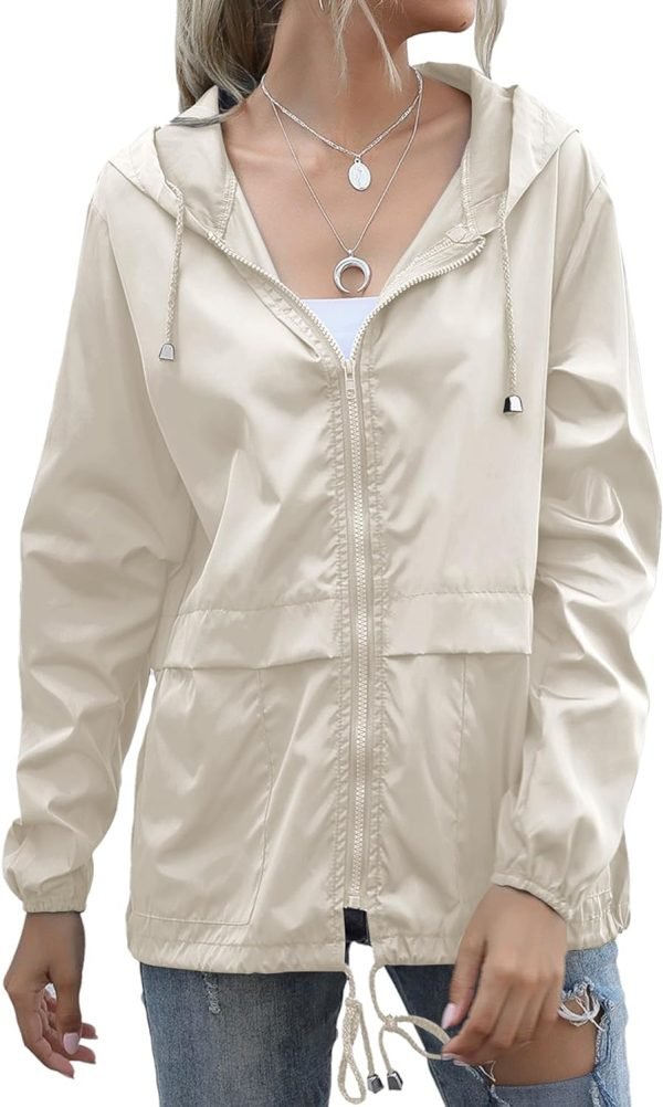71_zLqPQVaL._AC_SL1500 Women's Raincoats Lightweight Waterproof Windproof Adjustable Windbreaker Rain Jackets Hooded with Pockets S-XXL