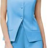 71b6LO8qsNL._AC_SL1500 Women's Summer 2 Piece Outfits Sleeveless Round Neck Button Down High Waisted Pants 2024 Business Work Sets