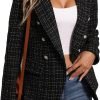 71bLsszXy7L._AC_SL1500 Womens Casual Blazer 2024 Spring Open Front Business Work Tweed Plaid Jacket Suit Pocket (S-XXL)