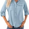 Women's Quick Dry Sun UV Protection Convertible Long Sleeve Shirts for Hiking Camping Fishing Sailing