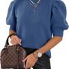 71c_W4UoJ_L._AC_SL1145 Women's Puff Short Sleeve Sweaters 2024 Fashion Spring Tops Casual Pullover Shirts