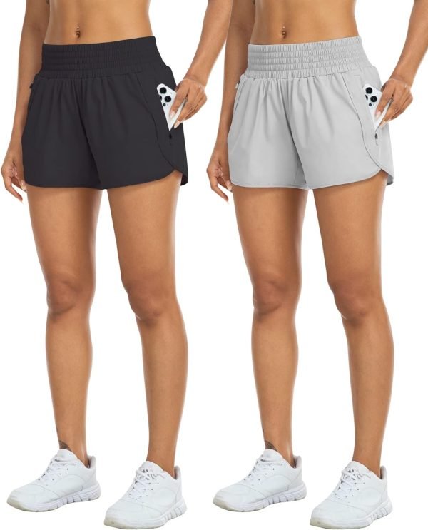 71dYg-uoRlL._AC_SL1500 Athletic Shorts for Women with Pockets High Waist Running Workout Shorts Gym Yoga White Summer Shorts