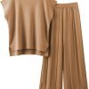 71eUxkhmPuL._AC_SL1500 2 Piece Outfits for Women Sweater Sets Knit Vest Tops Elastic Waisted Pants