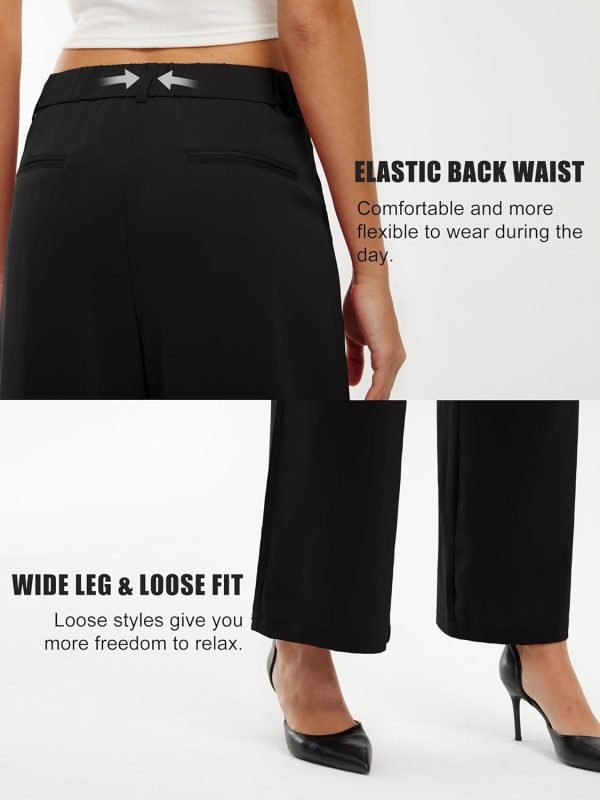 71eyiH8uqDL._AC_SL1500 Libin Women's Wide Leg Pants High Waisted Work Dress Pants Loose Fit Back Elastic Waist Business Casual Trousers Office