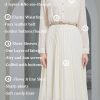 71g-QGQH2UL._AC_SL1500 Business Casual Shirt Dress for Women Long Sleeves Pleated Midi Dresses with Belt