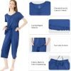 71gMFlTE8WL._AC_SL1500 Soft Bamboo Viscose Pajamas Set for Women Summer Sleepwear Pjs Comfy Short Sleeve Tops Capri Pants Sets