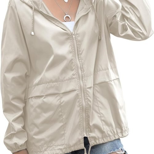 71gr1o6xgIL._AC_SL1500 Women's Raincoats Lightweight Waterproof Windproof Adjustable Windbreaker Rain Jackets Hooded with Pockets S-XXL