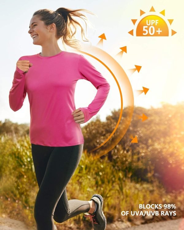 71hbO_VEfCL._AC_SL1500 Women's Long Sleeve UPF 50+ UV Sun Protection Shirts Rash Guard Swim T-Shirt/Hoodie Quick Dry for Outdoor Hiking