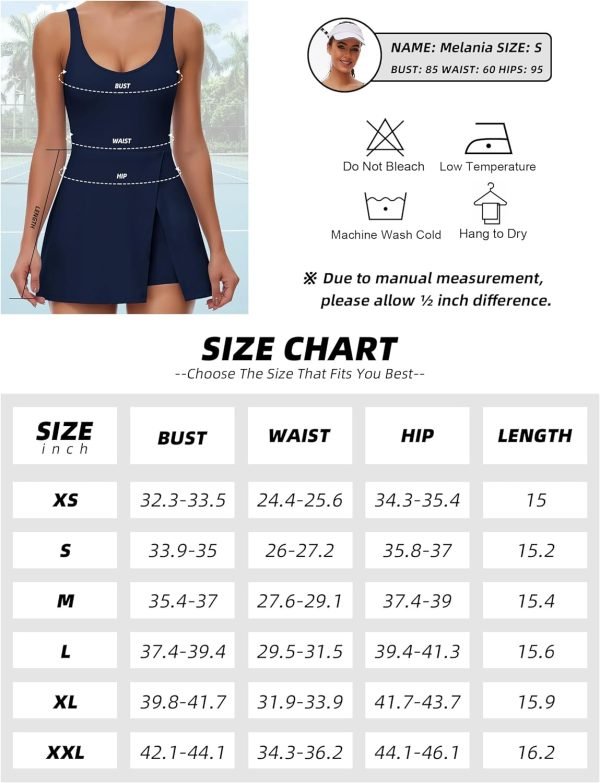71hulgsYP3L._AC_SL1500 Tennis Dress for Women U Neck Athletic Dress with Built in Shorts and Bra for Sleeveless Side Slit Flare Mini Dresses