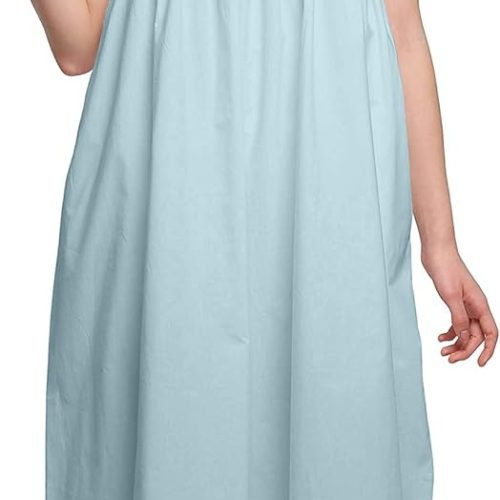 71jG9PqopvL._AC_SL1500 Lace Neckline Cotton Sleepwear For Ladies Womens Round Neck Nightdress