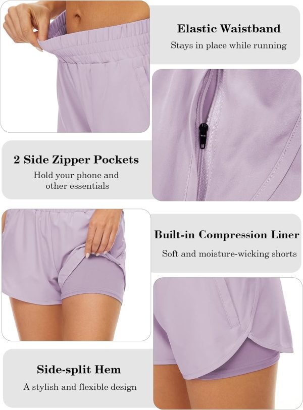 71jTDl1nOUL._AC_SL1500 2 Pack Athletic Shorts for Women, Quick Dry Running Shorts with Pockets High Waisted Workout Gym Sports Shorts